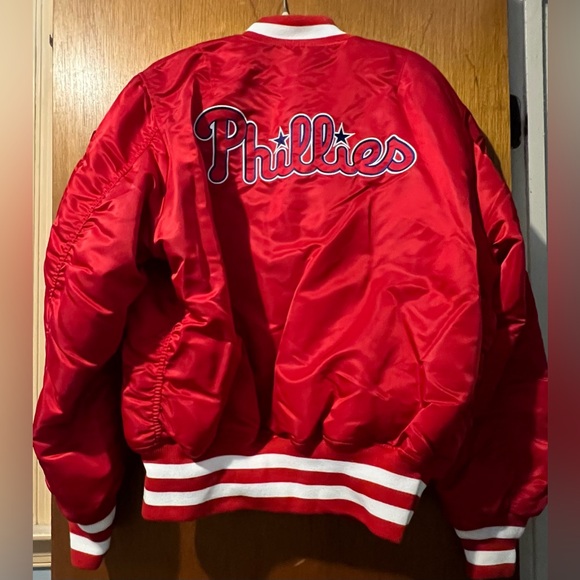 Alpha Industries X Philadelphia Phillies MA-1 Bomber Jacket Red Deadstock NWT - Picture 7 of 7